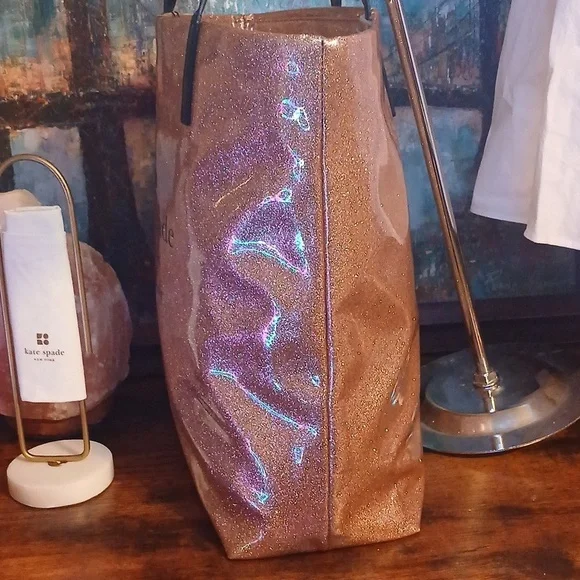 OMG! Kate Spade PINK ROSE Gold SPARKLE ✨️Tote Bag - Picture 9 of 13